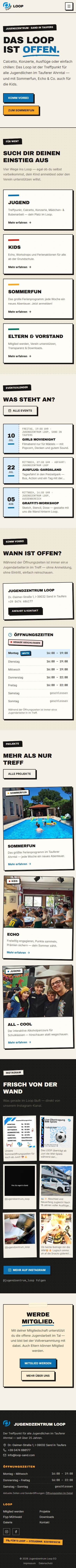 LOOP — neue Website von Lush Systems, gesamte Startseite