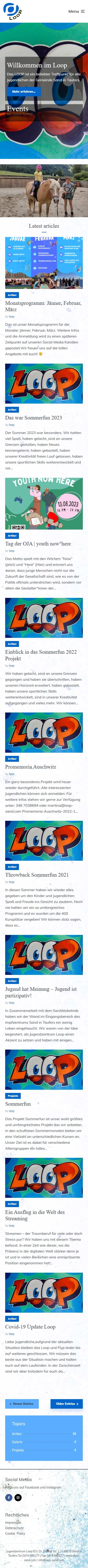 LOOP — bisherige Website, gesamte Startseite